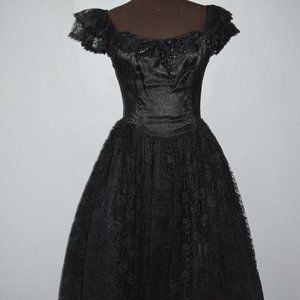Vintage Gunne Sax Black Lace Dress